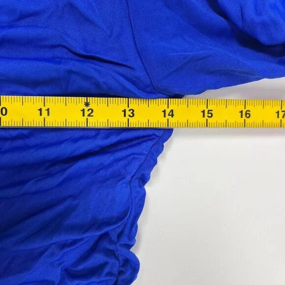 NWOT Farm Rio V Neckline Ruched Blue Maxi Dress Long Sleeves Size M - Picture 10 of 12